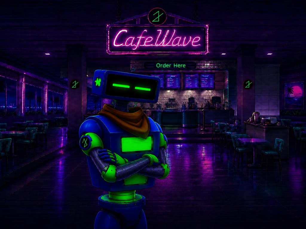 Bl0rp standing seriously inside CafeWave