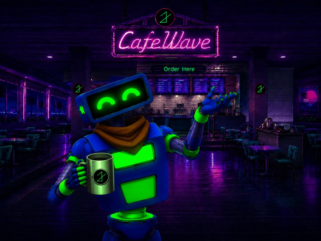 Bl0rp waving inside CafeWave